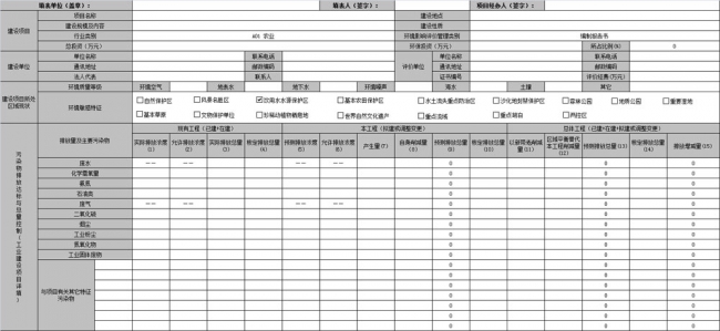 建设项目环境保护审批登记表2015最新版已上传附件
